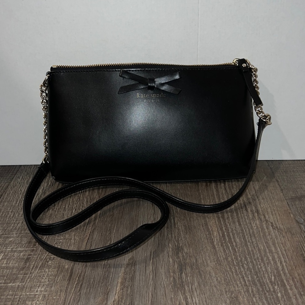 Kate Spade black leather crossbody purse
